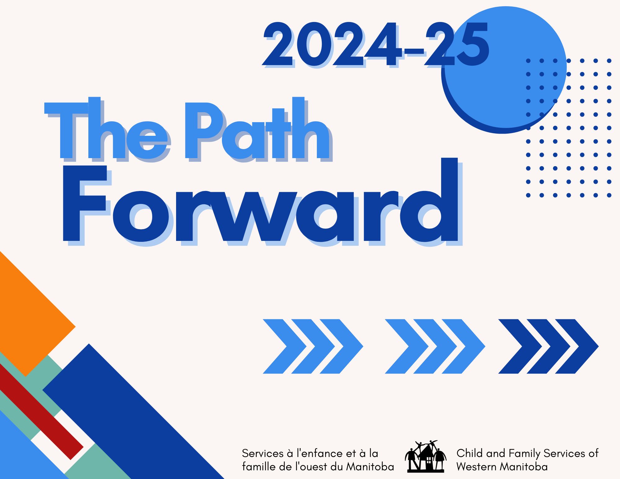 Annual Report 2024-25 cover with colourful shapes and the title "The Path Forward".